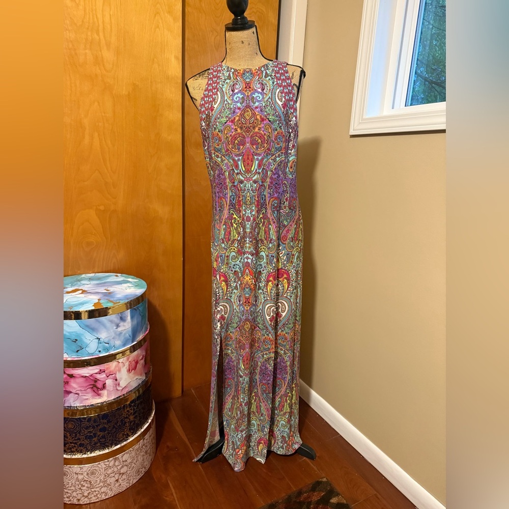 London Times Vibrant Paisley Maxi Dress